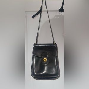 Vintage Coach Crossbody Handbag Black Leather